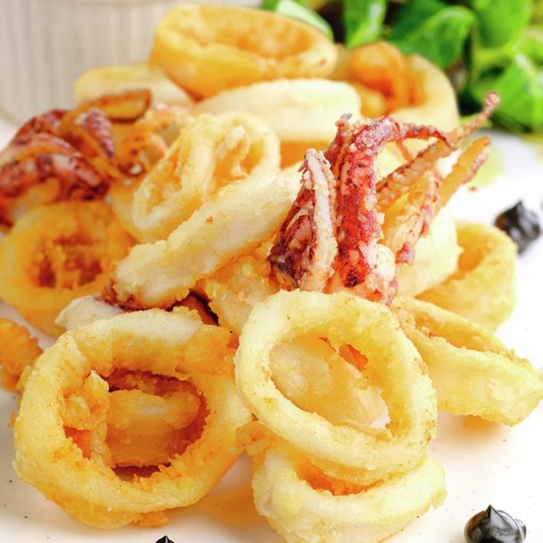 Calamares a la romana con pimientos