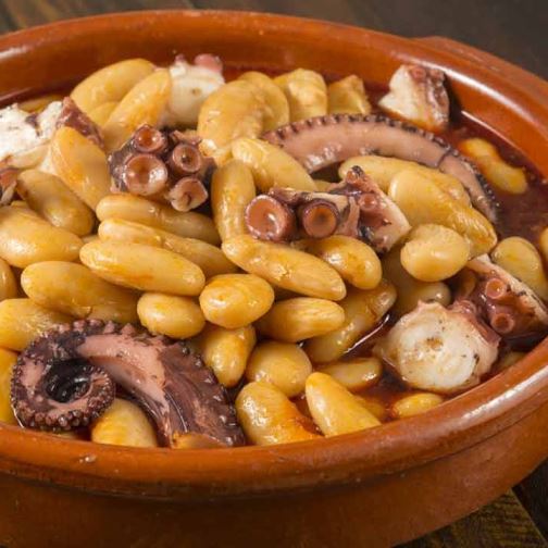 Fabada con pulpo