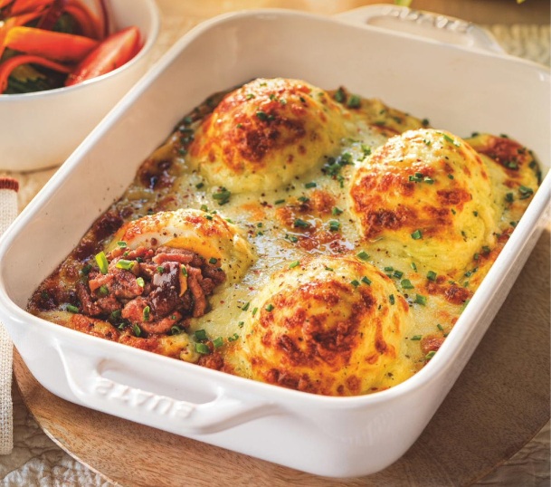 Huevos rellenos de carne picada y paté